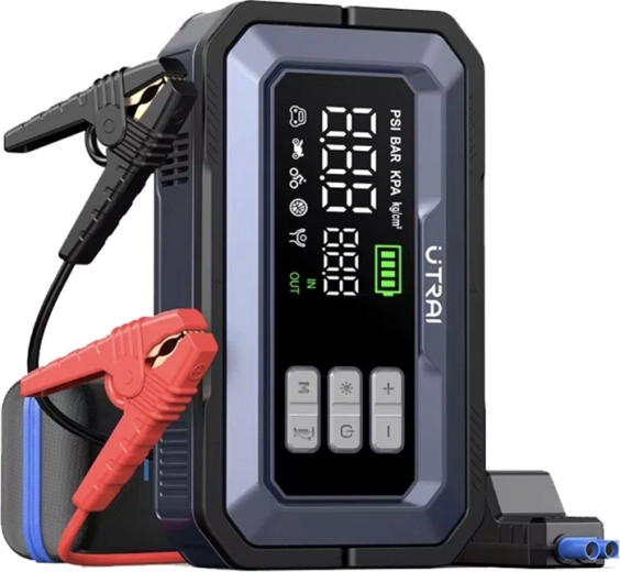 UTRAI JS30 fuente de arranque con compresor y diagnóstico OBD‑II