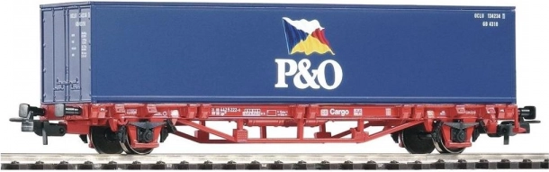 Vagón plataforma PIKO Lgs579 con contenedor P&O de 40 ft, DB AG, H0 (época V)