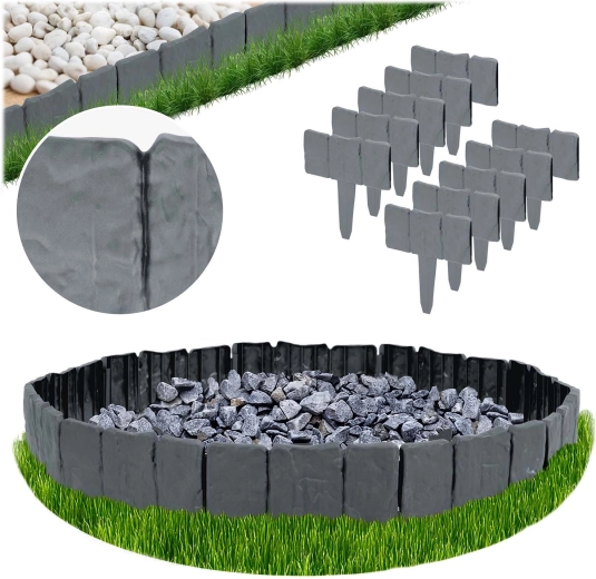 Bordura de jardín Plonos 2,5 m gris