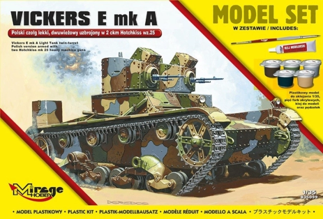 Modelo de plástico de un tanque ligero polaco de dos torretas