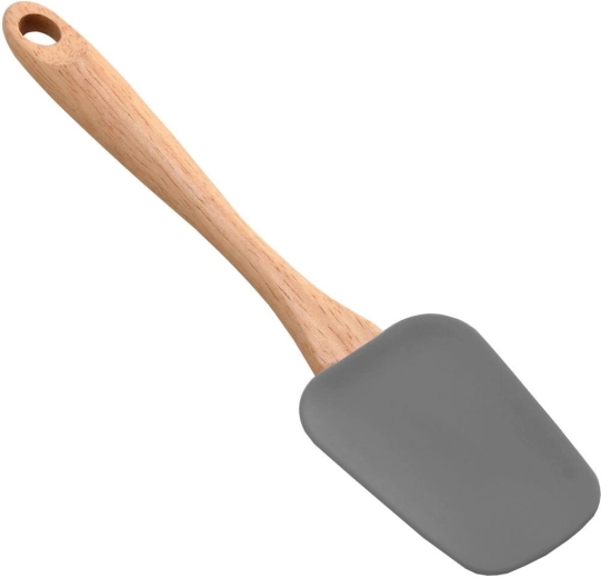 Espátula de cocina de silicona 25,5 cm con mango de madera o plástico