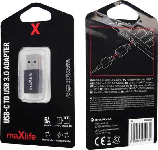 Adaptador Maxlife USB‑C a USB 3.0