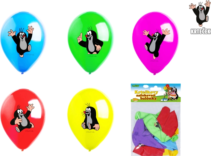 Globos inflables 30 cm Topo – set de 10 uds, 5 diseños