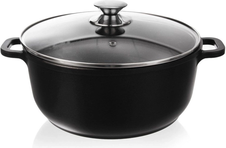 Olla de granito con tapa de vidrio GRANDE 28 cm, 7 l
