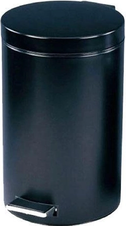 Papelera de pedal 3 l redonda negra con cubo interior de plástico
