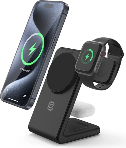 Cargador inalámbrico MagSpot Stand 3 en 1 con MagSafe para iPhone, Apple Watch y AirPods