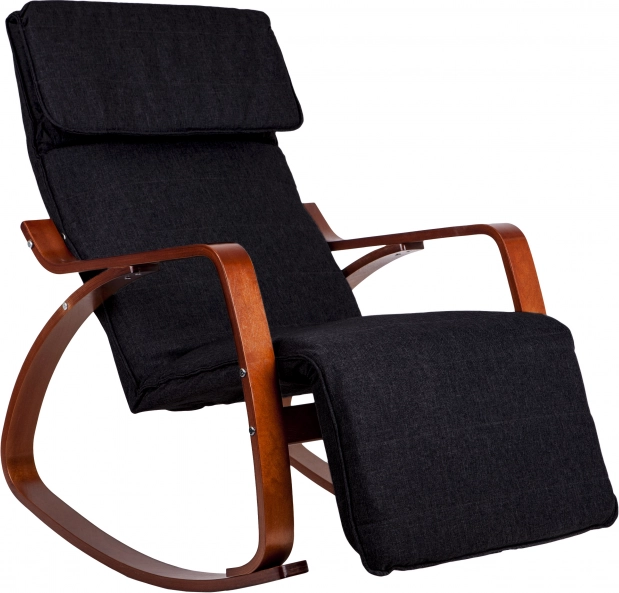 Sillón balancín con reposapiés ajustable y reposabrazos de madera de ModernHome