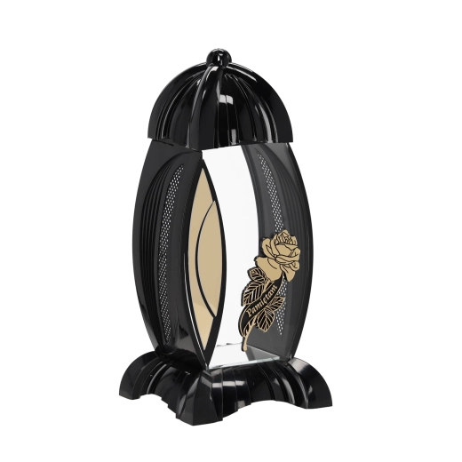 Farolillo negro Marrakech con motivo de rosa de 36 cm