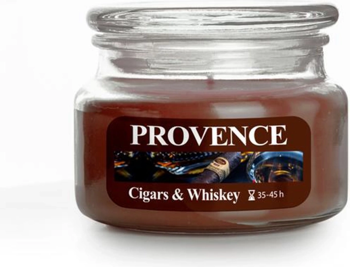 Vela aromática en vaso de cristal Provence cigars & whiskey 45 horas