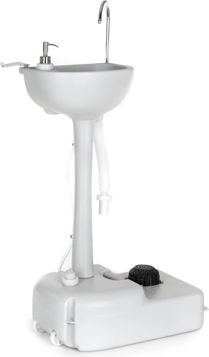 Lavabo portátil de pie con depósito y dispensador de jabón