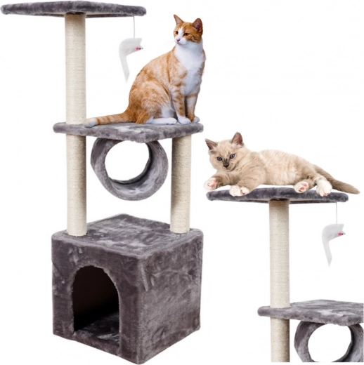 Rascador para gatos con casita, túnel y plataformas