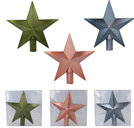 Punta navideña estrella 20 cm – oliva, cobre y grafito