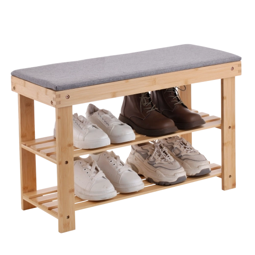 Banco de bambú con estante para zapatos 70 × 28 × 45 cm - 1 pieza
