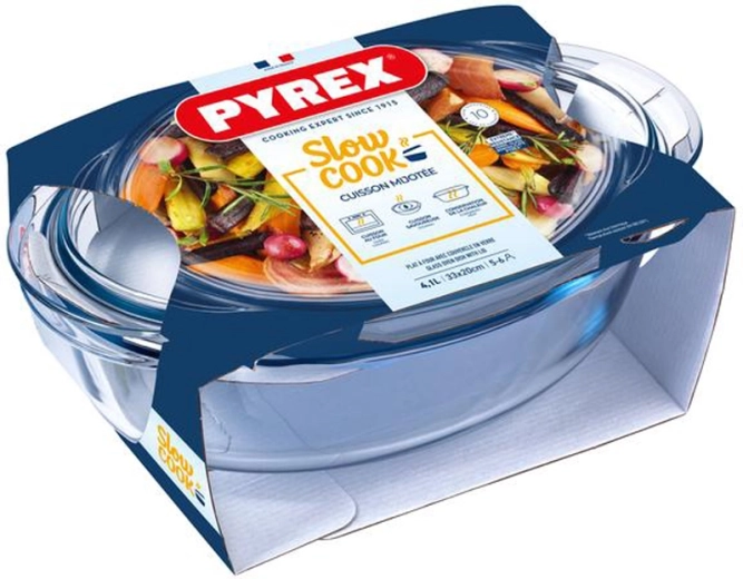 Fuente ovalada para horno con tapa PYREX 4,1 l de vidrio