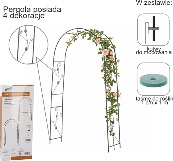Pérgola de jardín con anclajes 114 × 37 × 230 cm