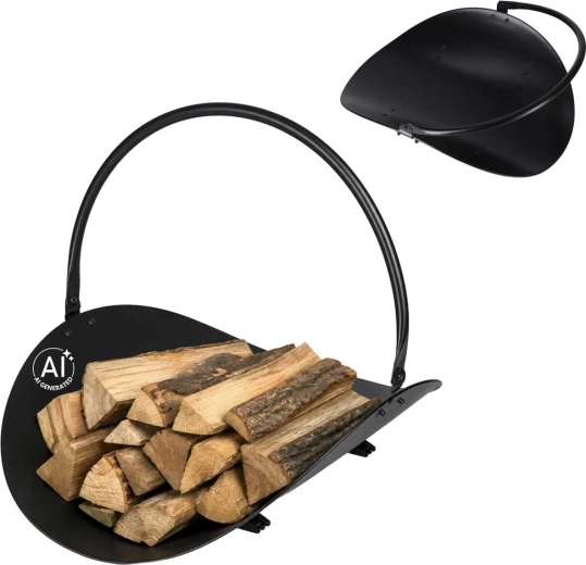 Cesta metálica portátil para leña de chimenea con asa - 1 pieza
