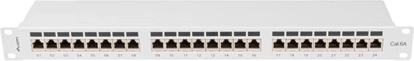 Panel de parcheo de 24 puertos Cat 6A 1U gris