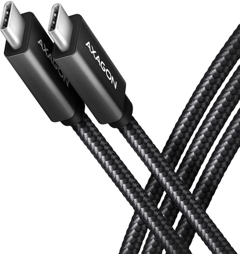 AXAGON cable USB‑C – USB‑C 3.2 Gen 2, 1 m, PD 100 W, 5 A, 4K, de aluminio, trenzado, negro