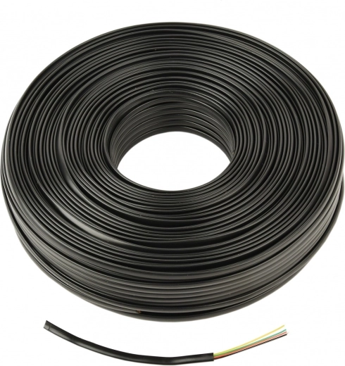 Cable telefónico plano negro de 4 hilos, 100 m