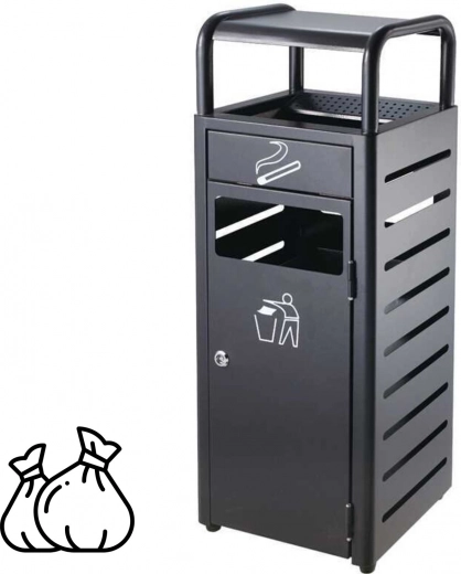 Papelera con cenicero integrado – negra