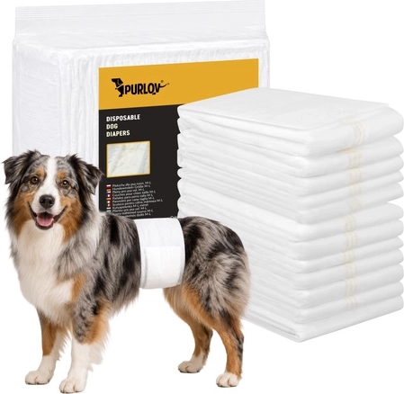Pañales absorbentes desechables para perro Purlov M-L (12 uds.)