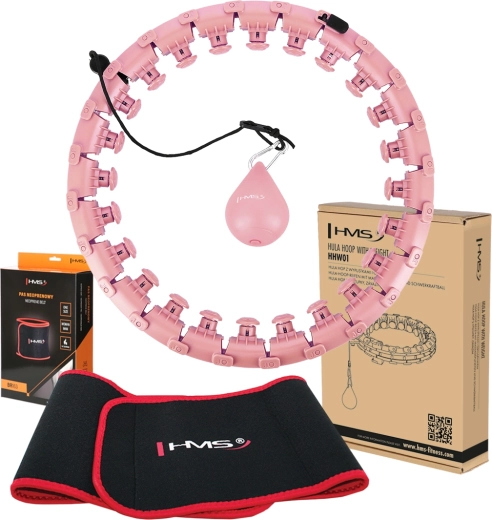 Juego de aros de masaje con peso HMS HHW01 y cinturón reductor BR163 – rosa