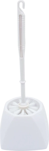 Juego de escobilla WC con soporte, plástico blanco