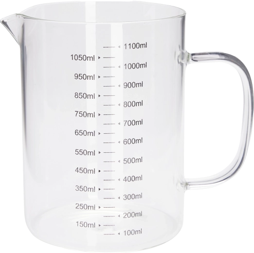 Jarra medidora de vidrio de 1 l de vidrio borosilicato