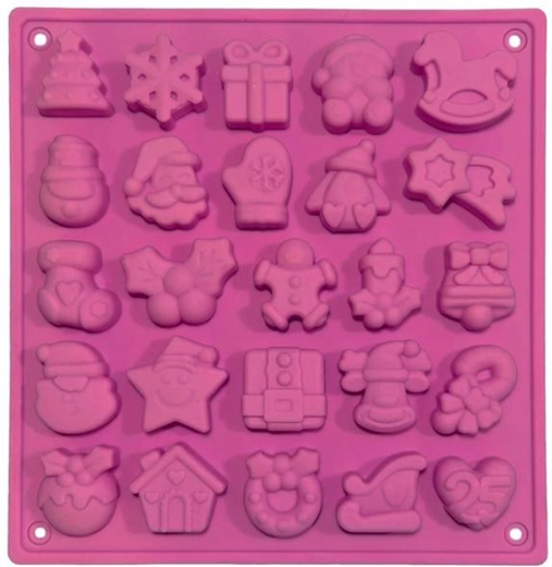 Molde navideño de silicona para galletas, rosa, 25 uds