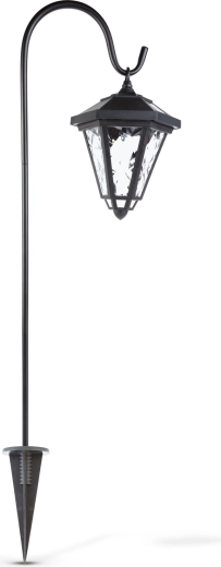 Linterna LED solar de jardín con estaca, 80 cm, negra, con luz blanca fría