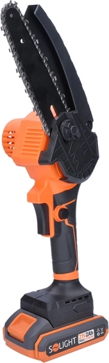 Mini motosierra de cadena inalámbrica Solight de mano, 150 mm