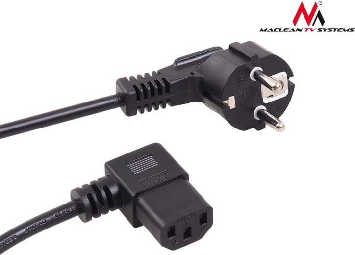 Cable de alimentación acodado de 3 pines, 3 m, con enchufe EU