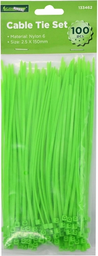 Bridas 150 × 2,5 mm, verdes (100 uds)