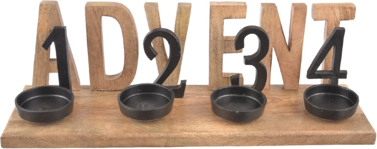 Candelabro de Adviento de madera de mango y metal 50 cm