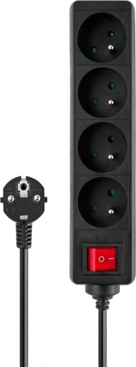 Savio alargador con 4 tomas, 3 m, con interruptor