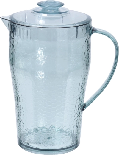 Jarra de plástico transparente con tapa 1,9 l – aspecto de vidrio reciclado