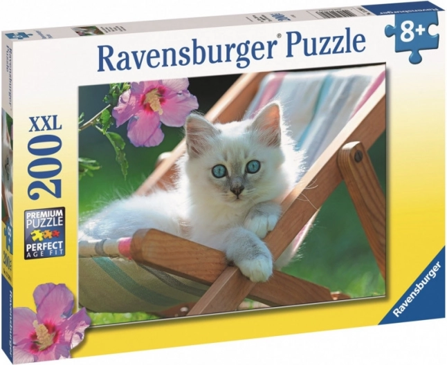 Puzzle 2D para niños Gatito en la tumbona 200 piezas
