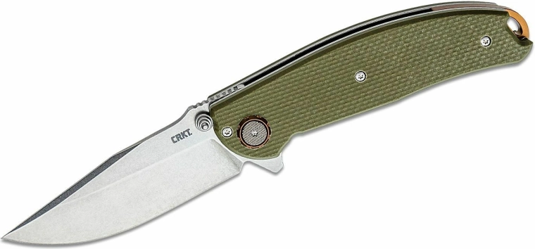 Navaja de bolsillo CRKT Butte con apertura asistida, D2, stonewash, G10 verde