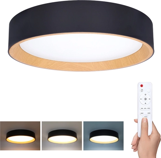 Lámpara LED de techo y pared Solight Larios Black con mando a distancia