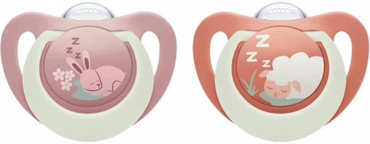 Chupete NUK First Choice Night 6–18 m, 2 uds., bunny/sheep