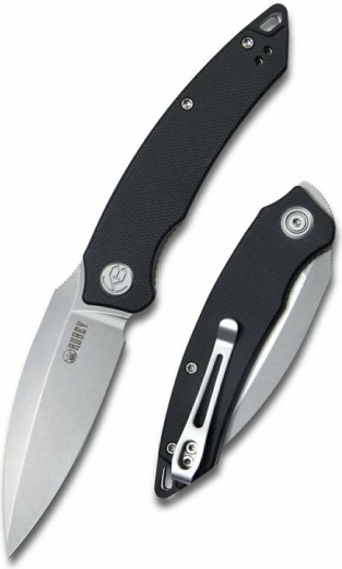 Navaja de bolsillo plegable Kubey Leaf 7,6 cm, AUS-10, G10 negra - 1 pieza