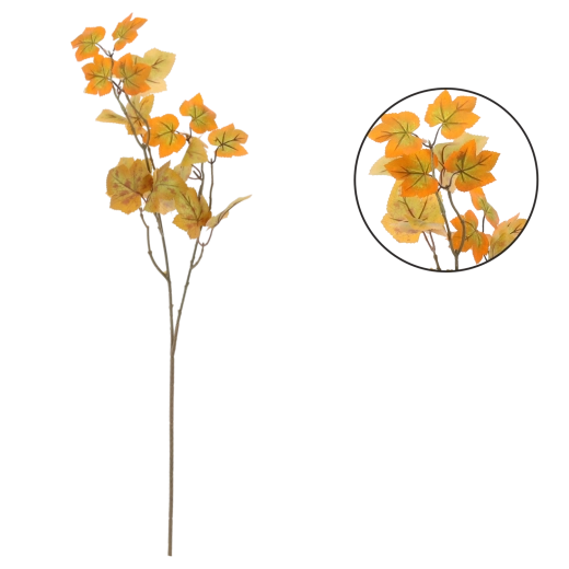 Rama decorativa artificial con hojas otoñales 65 cm amarilla