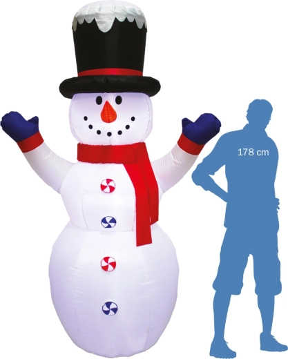Muñeco de nieve inflable iluminado de 245 cm con iluminación LED