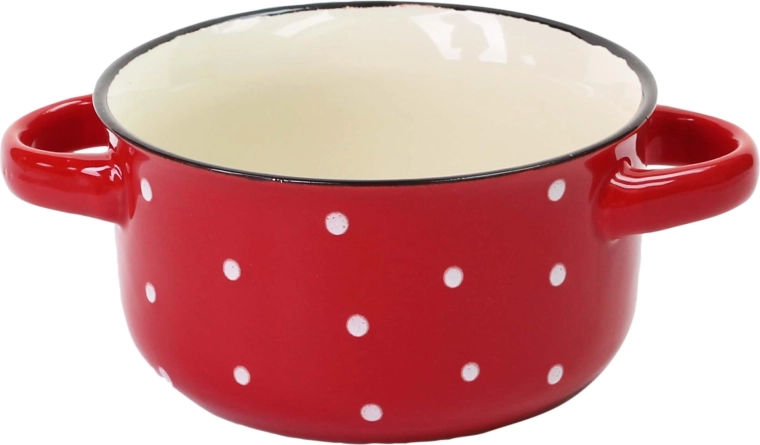 Cuenco de cerámica rojo con lunares blancos 580 ml