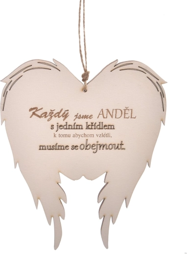 Alas de ángel de madera con la inscripción «každý jsme» 18 × 21 cm