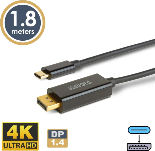 Cable USB-C a DisplayPort 1.4 4K, 1,8 m