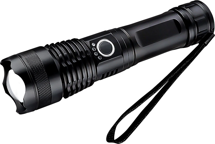Linterna LED recargable Solight de 1000 lm con zoom en presentación para regalo