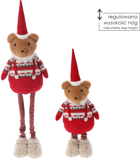 Oso de peluche navideño con patas ajustables rojo - 1 unidad