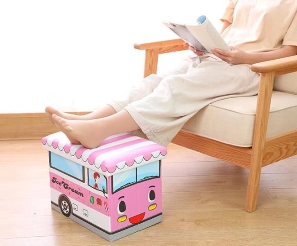 Asiento, mesita y caja de almacenamiento en uno