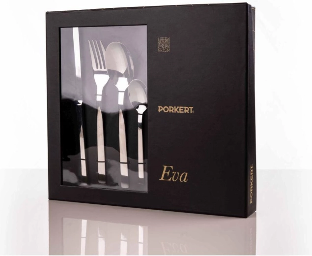 Juego de cubiertos Eva de acero inoxidable, 24 piezas